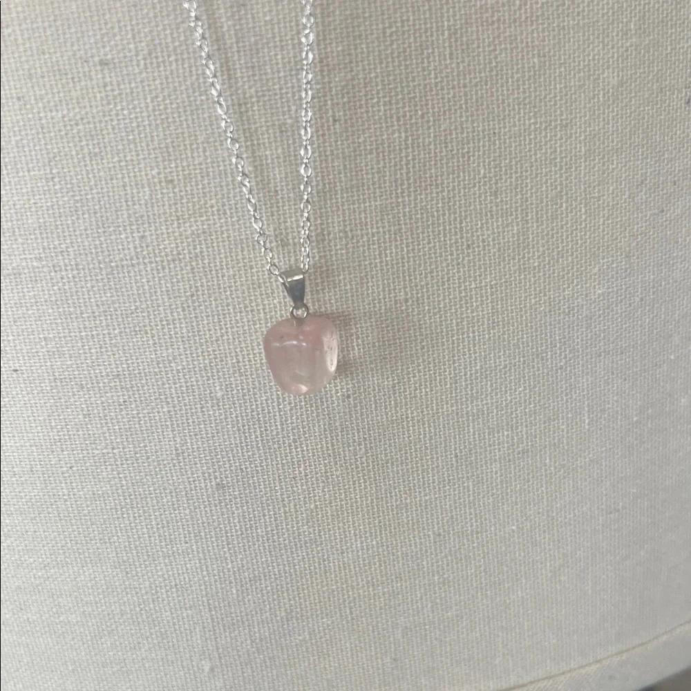 Cherry Quartz Pendant Necklace with Silver Chain